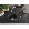 Mexen Kevin Granitspüle 1-Becken mit Abtropffläche und Küchenarmatur Elia, schwarz/gold metallisch - 6517-75-670101-00