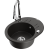 Mexen Kevin fregadero de granito de 1 cubeta con escurridor y grifo de cocina Elia, negro/dorado metálico - 6517-75-670101-00