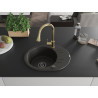 Mexen Kevin lavello in granito a 1 vasca con gocciolatoio e rubinetto da cucina Elia, nero/oro metallizzato