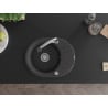Mexen Kevin 1-bowl granite sink with drainer and Elia kitchen tap, speckled black - 6517-76-670101-00