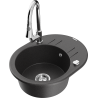 Mexen Kevin 1-bowl granite sink with drainer and Elia kitchen tap, speckled black - 6517-76-670101-00