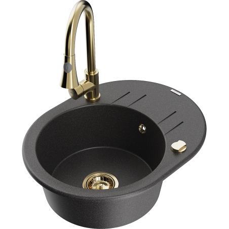 Mexen Kevin Granit-Spullmupp 1-Kummer mat Ofsaz an Kichekraan Elia, schwaarz gesprenkelt - 6517-76-670101-50