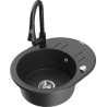 Mexen Kevin 1-bowl granite sink with drainer and Elia kitchen tap, speckled black - 6517-76-670101-70