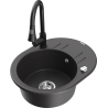 Mexen Kevin fregadero de granito de 1 cubeta con escurridor y grifo de cocina Elia, negro moteado - 6517-76-670101-70