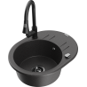 Mexen Kevin fregadero de granito de 1 cubeta con escurridor y grifo de cocina Elia, negro moteado - 6517-76-670101-70-B