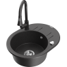 Mexen Kevin fregadero de granito de 1 seno con escurridor y grifo de cocina Elia, negro moteado - 6517-76-670101-76