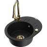 Mexen Kevin fregadero de granito de 1 seno con escurridor y grifo de cocina Elia, negro - 6517-77-670101-50