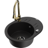 Mexen Kevin fregadero de granito de 1 seno con escurridor y grifo de cocina Elia, negro - 6517-77-670101-50-B