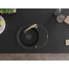 Mexen Kevin granite sink 1-bowl with drainer and kitchen tap Elia, black - 6517-77-670101-50-B