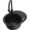 Mexen Kevin fregadero de granito de 1 cuenco con escurridor y grifo de cocina Elia, negro - 6517-77-670101-70-B
