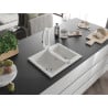 Mexen Carlos granite sink 1.5-bowl with Elia kitchen tap, white - 6518-20-670101-20