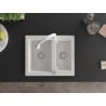 Mexen Carlos granite sink 1.5-bowl with Elia kitchen tap, white - 6518-20-670101-20