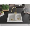 Mexen Carlos zlewozmywak granitowy 1,5-komorowy z baterią kuchenną Elia, biały - 6518-20-670101-50