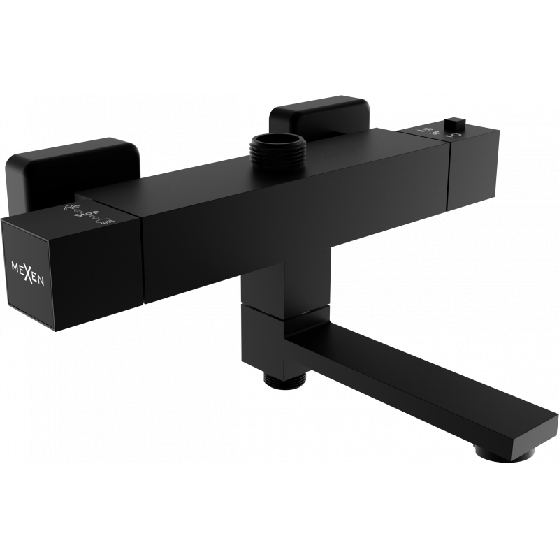 Mexen Cube termisk badkar-duschblandare, svart - 77910-70