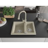 Mexen Carlos granitische spoelbak met 1,5 kamers en Elia keukenkraan, beige - 6518-69-670101-69