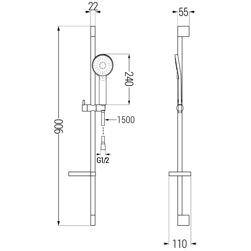 Mexen Alexa DS40 badkarsset, krom - 71203DS40-00