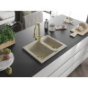 Mexen Carlos fregadero de granito de 1,5 compartimentos con grifo de cocina Elia, beige - 6518-69-670101-50