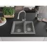 Mexen Carlos granite sink 1.5-bowl with Elia kitchen tap, grey - 6518-71-670101-00