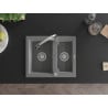 Mexen Carlos granite sink 1.5-bowl with Elia kitchen tap, grey - 6518-71-670101-00