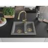 Mexen Carlos fregadero de granito 1,5 compartimentos con grifo de cocina Elia, gris - 6518-71-670101-50