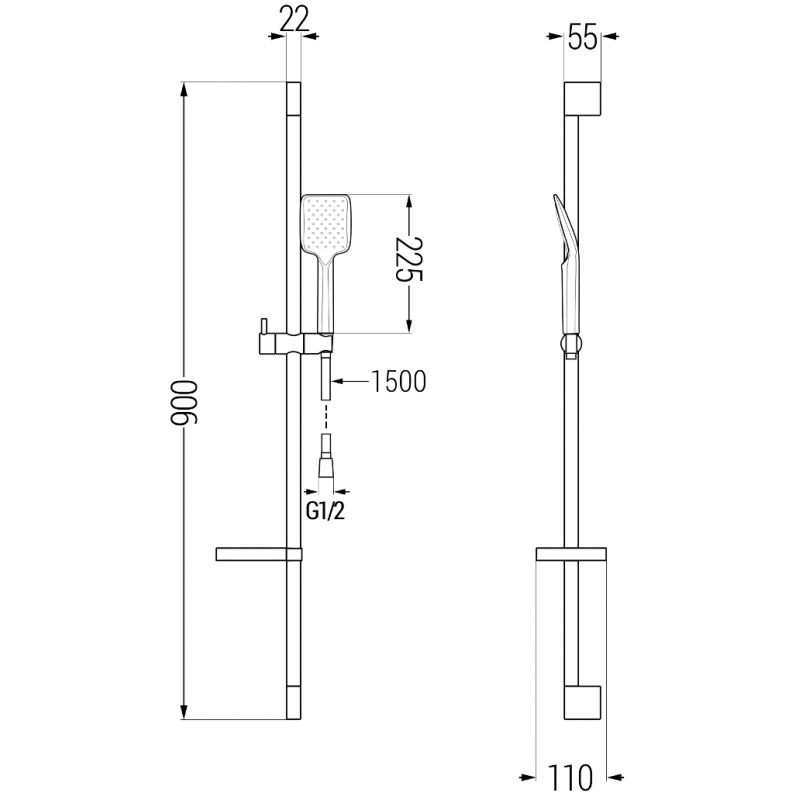 Mexen Alexa DS62 Wannen-Set, Chrom - 71203DS62-00