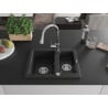 Mexen Carlos granite sink 1.5-bowl with Elia kitchen faucet, black - 6518-77-670101-00
