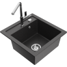 Mexen Vito 1-bowl granite sink with Flora kitchen tap, black speckled - 6503-76-670401-00
