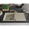 Mexen Leo granieten gootsteen 1-kompartment met afdruiprek en keukenkraan Duo, beige - 6501-69-671701-57-B