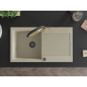 Mexen Leo Granitspüle 1-beckig mit Abtropffläche und Küchenarmatur Duo, beige - 6501-69-671701-57-B