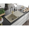 Mexen Leo fregadero de granito de 1 seno con escurridor y grifo de cocina Duo, beige - 6501-69-671701-57-B