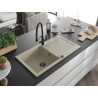 Mexen Leo granitische spoelbak met 1 kamer, druiprek en keukenmengkraan Duo, beige - 6501-69-671701-70-B