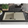 Mexen Leo lavello in granito a 1 vasca con scolapiatti e miscelatore Duo, beige - 6501-69-671701-70-B