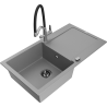Mexen Leo fregadero de granito de 1 cubeta con escurridor y grifo de cocina Duo, gris - 6501-71-671701-07-B