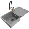 Mexen Leo fregadero de granito de 1 seno con escurridor y grifo de cocina Duo, gris - 6501-71-671701-57-B