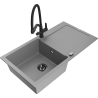 Mexen Leo lavello in granito a 1 vasca con sgocciolatoio e miscelatore cucina Duo, grigio - 6501-71-671701-70-B