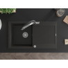 Mexen Leo fregadero de granito de 1 seno con escurridor y grifo de cocina Duo, negro/dorado metálico - 6501-75-671701-07
