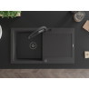 Mexen Leo fregadero de granito de 1 seno con escurridor y grifo de cocina Duo, negro moteado - 6501-76-671701-70-B