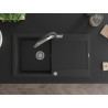 Mexen Leo évier en granit 1 bac avec égouttoir et mitigeur cuisine Duo, noir - 6501-77-671701-07