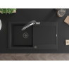 Mexen Leo fregadero granítico de 1 seno con escurridor y grifo de cocina Duo, negro - 6501-77-671701-07-B