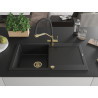 Mexen Leo fregadero de granito 1-cubeta con escurridor y grifo de cocina Duo, negro - 6501-77-671701-57-G