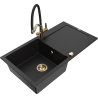 Mexen Leo fregadero de granito de 1 seno con escurridor y grifo de cocina Duo, negro - 6501-77-671701-57-G
