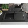 Mexen Leo 1-Bowl Granite Sink with Drainer and Duo Kitchen Tap, Black - 6501-77-671701-70-B