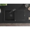 Mexen Leo 1-Bowl Granite Sink with Drainer and Duo Kitchen Tap, Black - 6501-77-671701-70-B