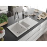 Mexen Matias lavello in granito a 1,5 vasche con scolapiatti e miscelatore cucina Duo, bianco - 6502-20-671701-07