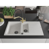 Mexen Matias fregadero de granito de 1,5 senos con escurridor y grifo de cocina Duo, blanco - 6502-20-671701-57-B