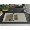 Mexen Matias lavello in granito 1,5 vasche con gocciolatoio e rubinetto da cucina Duo, beige - 6502-69-671701-70-B
