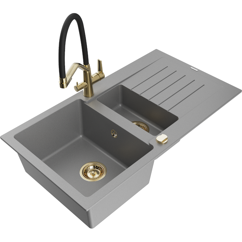 Mexen Matias νεροχύτης γρανίτης 1,5-θάλαμος με αποστραγγιστήρα και μπαταρία