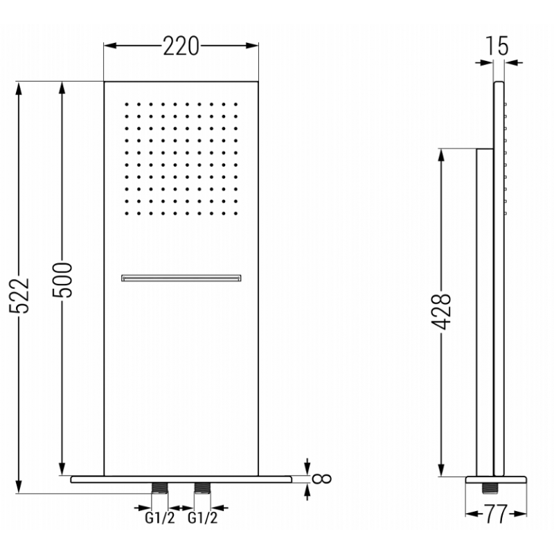 Mexen Waterfall slim 50 x 22 cm shower head, gold - 79190-50