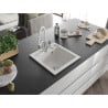 Mexen Vito granite sink 1-bowl with Duo kitchen tap, white - 6503-20-671701-02