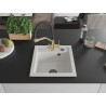 Mexen Vito granieten gootsteen 1-kamer met keukenkraan Duo, wit - 6503-20-671701-57-B